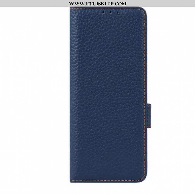 Etui Folio do Samsung Galaxy Z Fold 3 5G Prawdziwa Skóra Litchi